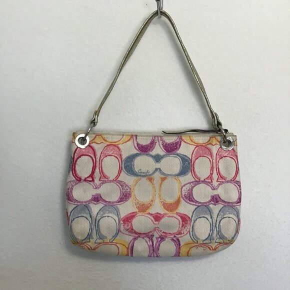 Coach Poppy Signature Scribble Print Hippie Shoulder Bag - Picture 2 of 15